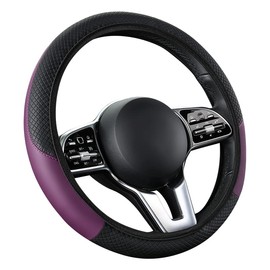 Yuauy Car Steering Wheel Cover Soft Microfiber Leather Steering Wheel Cover, 37-38cm /14.5-15inch Breathable Anti-slip Protector for Auto/Truck/Van Purple