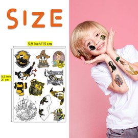 GTOTd Wizarding World Tattoo Temporary Tattoos (8 Sheets) Gifts Merchandise Cartoon Decoartions Party Supplies Tattoos Temporary for Kids Theme Birthday Decor Teens