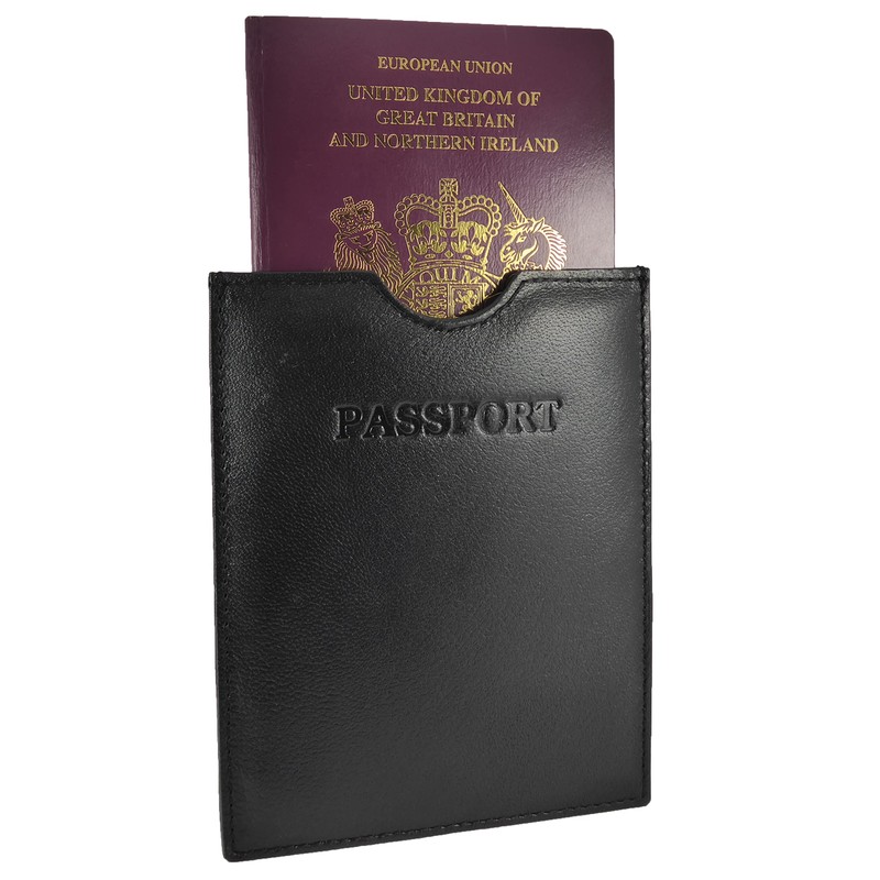 Travel Passport Holder Sleeve Protector Cover Wallet Real Leather RFID