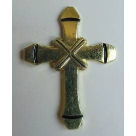 Gold with Black X Cross Lapel Pin Christianity Religious Hat pin Tise Tac Church