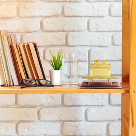 Golden Ark of The Covenant Religious Statue - Zinc Alloy Judaic Historic Model for Home, Church, Office Decor, 4.37 X 3.03 X 2.24 Inches