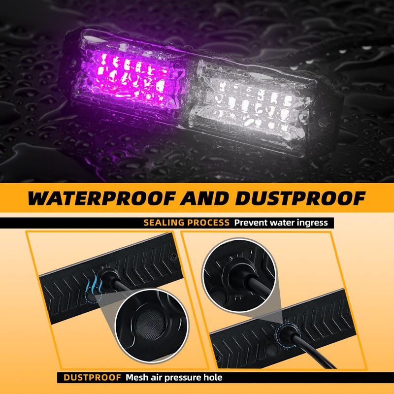 ELECHOI 8-pcs Purple White Funeral Escort LED Emergency Flashing Warning