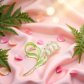 Tustao 1PC Pink Lily of The Valley Flower Hair Clips, Large Metal Claw Clip,Orchid Clamps,Lily Jaw Clamp Styling Accessories for Thick Thin