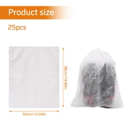 Volumoon 25pcs Shoe Bag Travel Waterproof Shoe Bag Storage Shoe Bag Travel Transparent with Rope Shoe Bag Portable Non-Woven Fabric Multifunctional Storage Bag 38 x 32 cm, White, shoe bag