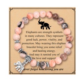 OAVOOK Elephant Gifts for Women Inspiration Bracelets Jewelry Natural Stone Good Luck Gifts for Her Elephant Bracelets