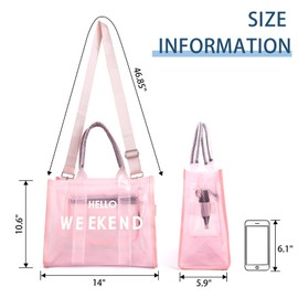 IwIeIaIrI Clear Tote Bag PVC Beach Bag Women's Large Crossbody Shoulder Bag with Zipper Pink