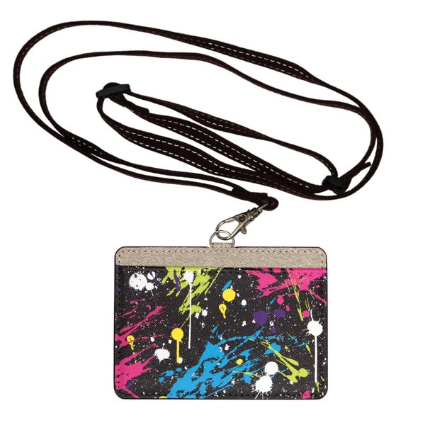 [Granthunk] Colorful Ink ID Card Holder with Neck Strap, Black