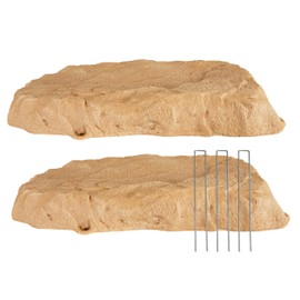 Sunnydaze Flat Faux Landscape Rock Cover - Lightweight Polyresin Artificial Stone Septic Cover - Sand - 3.5" H - Set of 2
