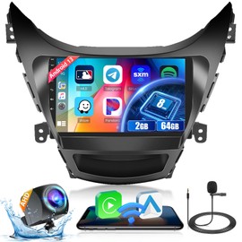 Realdio 8 Core Car Radio Stereo for Hyundai Elantra 2011 2012 2013 with Wireless CarPlay Android Auto 2+64G 9 Inch Touch Screen for Elantra Dash Kit with 32EQ 59UI