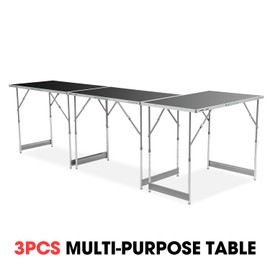 DNA MOTORING Multi-Functional 3pcs Multi-Purpose Folding Work Table, Portable 4-Level Adjustable Height Workbench for Workshop, Camping Trip, W/Handle, Tools-00548