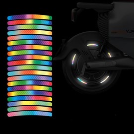 Cretassion Pack of 20 Reflective Rim Strips Stickers Motorcycle Car Bicycle Bike Night Reflective Stickers Safety Decorative Strips Multicoloured