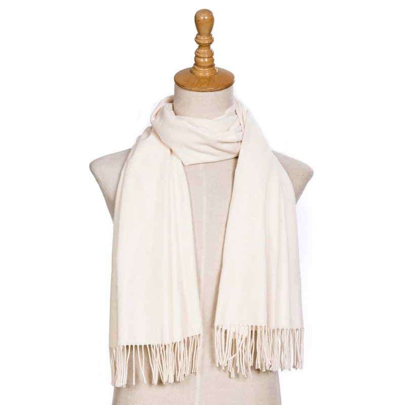 DonDon Women's Scarf, Plain, Soft, 185 x 65 cm, cream,