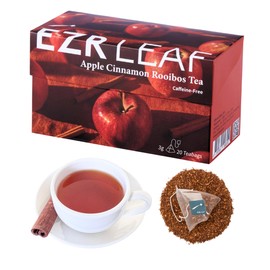 EZR Leaf Apple Cinnamon Rooibos Tea Caffeine Free Decaf Herbal Tea, 20 counts 2.1 Once Pyramid Tea Bags, Naturally Sweet, Relaxing Sleep Blend