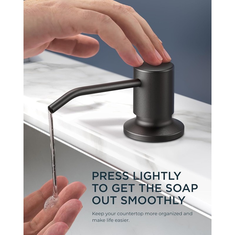 FORIOUS Black Kitchen Faucet with Soap Dispenser, High Arc Modern