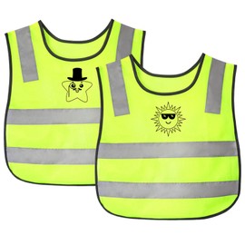 RoxNvm RoxNvm Warnweste Kinder, 2 PCS Warnwesten Auto Kinder, Sicherheitsweste Kinder, Universal Warnweste Fahrrad Kind Von(3-12 Jahre), Reflektorweste fr Den Schulweg Radfahren Stra?enverkehr (Sonne)