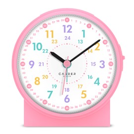 Cander Berlin MNU 1009 H Kinderwecker Wecker Kinder lautlos geräuschlos Lernuhr Kinderuhr Licht Snooze Tischuhr Beleuchtung geräuscharm Schlummer pink rosa