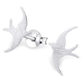Monkimau Women's Earrings Bird Swallow Stud Earrings 925 Sterling Silver, Sterling Silver