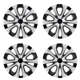 Tapones de ruedas para 2016-2022 Toyota Prius y 2017-2022 Prius Prime y 2020-2024 Corolla Hybrid, cubiertas de llantas, instalación de ajuste (juego de 4 piezas de 15 pulgadas) (Plata y Negro)