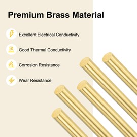 M METERXITY 10-Pack Brass Rod, 4mmx300mm H59 Solid Brass Round Rods for Knife Handle Pins Material Knife Making Supplies/Shaft Pins Crafts/Model DIY, Lathe Rivet Dowel Stock Brass Tube