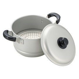 Pearl Metal Corporation Two-Handled Pot, Steaming Pot, Multi-Purpose Pot, 7.9 inches (20 cm), Pot Lid Included, For Gas Stoves, Aluminum, New Select, Wacoat Trading H-2414