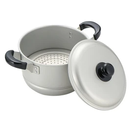 Pearl Metal Corporation Two-Handled Pot, Steaming Pot, Multi-Purpose Pot, 7.9 inches (20 cm), Pot Lid Included, For Gas Stoves, Aluminum, New Select, Wacoat Trading H-2414