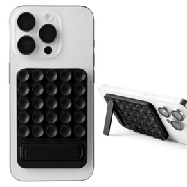 2 in 1 Silicone Sticky Phone Grip, Combines a Powerful Suction Cup and a Durable Mount, Suitable for Any Phone Model Provides Multiple mounting Options for Selfies and Tiktok Video Recording（Black）