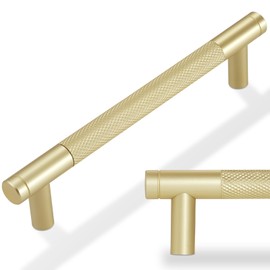 POVEFONK 10 Pack 5 inch(128mm) Brushed Brass Kitchen Cabinet Handles Cabinet Pulls