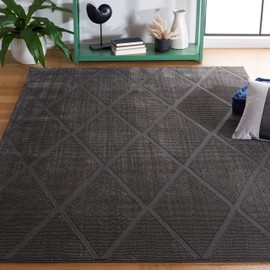 SAFAVIEH Revive Collection Area Rug - 6'7" x 9', Charcoal, Trellis Design, Non-Shedding & Easy Care, Ideal for High Traffic Areas in Living Room, Bedroom, Dining (REV104H-6)
