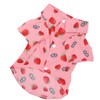 Dog Summer Shirts Cute Strawberry Print Turn Down Collar Snap