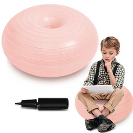 Lewtemi 1 Pcs Flexible Seating for Classroom 16.8 Inch Inflatable Yoga Ball Chairs with Inflator Donut Exercise Ball Chair Cushion Seat for Kids Student Sensory Balance Home Office (Pink)