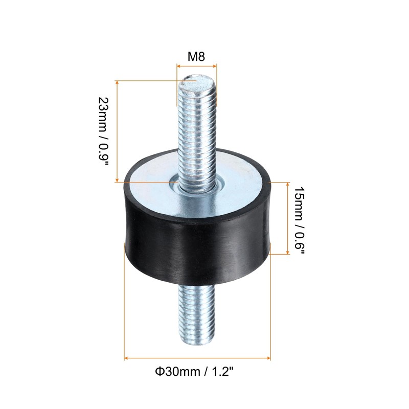QUARKZMAN Pack of 2 M8 x 23 mm Rubber Buffer