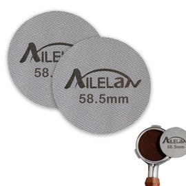 Puck Screen 58.5 mm, Pack of 2 Ailelan 58.5 Puck Screen for 58 mm Portafilter, Stainless Steel 58.5 Puck Sieve 1.7 mm Thickness 150 μm Espresso Strainer, Reusable Puck Filter 58.5 mm Puck Screen