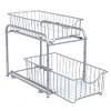 SONGMICS Pull Out Cabinet Organizer, 2-Tier Sliding Cabinet Organizer, Stackable Under Sink Cabinet Organizer with Storage Basket Drawers, for Kitchen, Bathroom, Silver UKCS017E01