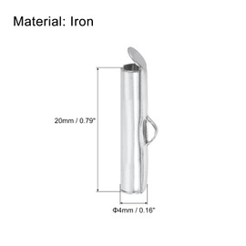 uxcell 100Pcs Slide on End Clasps, 20mm Tube Ball Bead Slider Crimp Ends for Multi-Strand DIY Craft Making, Silver Tone