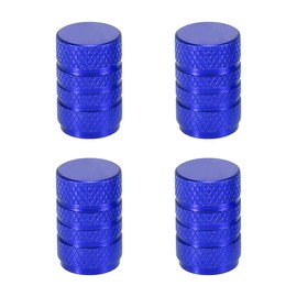 X AUTOHAUX 4pcs Round Car Tire Valve Stem Caps Dust Covers 7mm Universal Blue