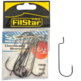 PRO FILSTAR Offset Hook Set of 10 N3/0 - Worm Hooks - Cheburashka Hooks - Dropshot Hooks - Jig Hooks for Rubber Fish Assembly - Jig Head - Fishing Hooks Sport Set - Zander & Pike & Trout Fishing Hooks