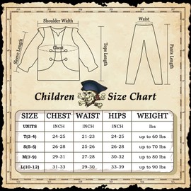 G.C Pirate Costume for Kids Pretend Role Play Dress Up Party Favors Deluxe Toys Gift Pirate Set for Children Toddler (3-4 Years)