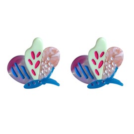Funny Mini Butterfly Hair Clip,Novelty Acetate Claw Clips,Small Hair Clips for Women,Pack of 2