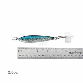 10pcs 2.5oz Fish WOW! Fish Metal Bait Jig 2-1/2oz Mega Live Lure with a Treble Hook -5 Colors- Black Silver, Blue Sardine, Blue, Pink,Glow