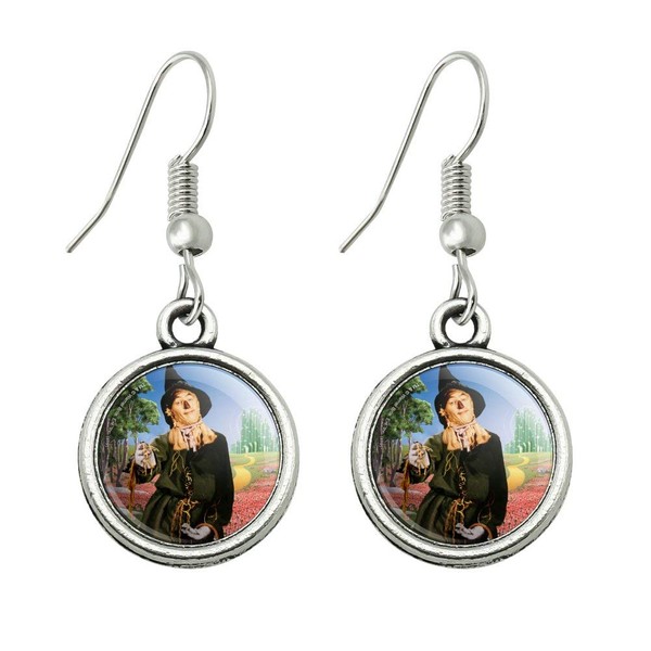 Wizard of Oz Scarecrow Character Novelty Dangling Drop Charm Earrings