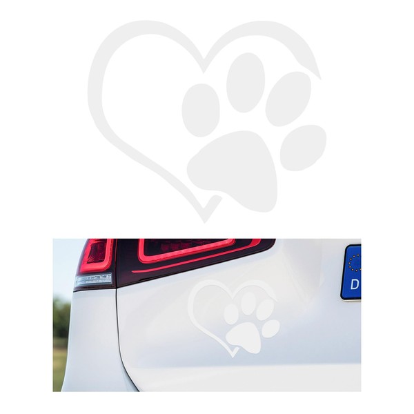 DXNQ Pet Dog Paw Puppy Love Heart Vinyl Decal, 4.6"