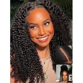 UNICE Bye Bye Knots Glueless Wigs Pre Plucked Jerry Curly 7x5 Pre Cut Lace Front Wigs Human Hair Bleached Knots Pre Everything Put and Go Black Wig Natural Hairline 18 inch