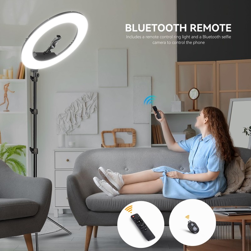 18 Inch Ring Light Kit, 55W Dimmable LED Light, Tripod