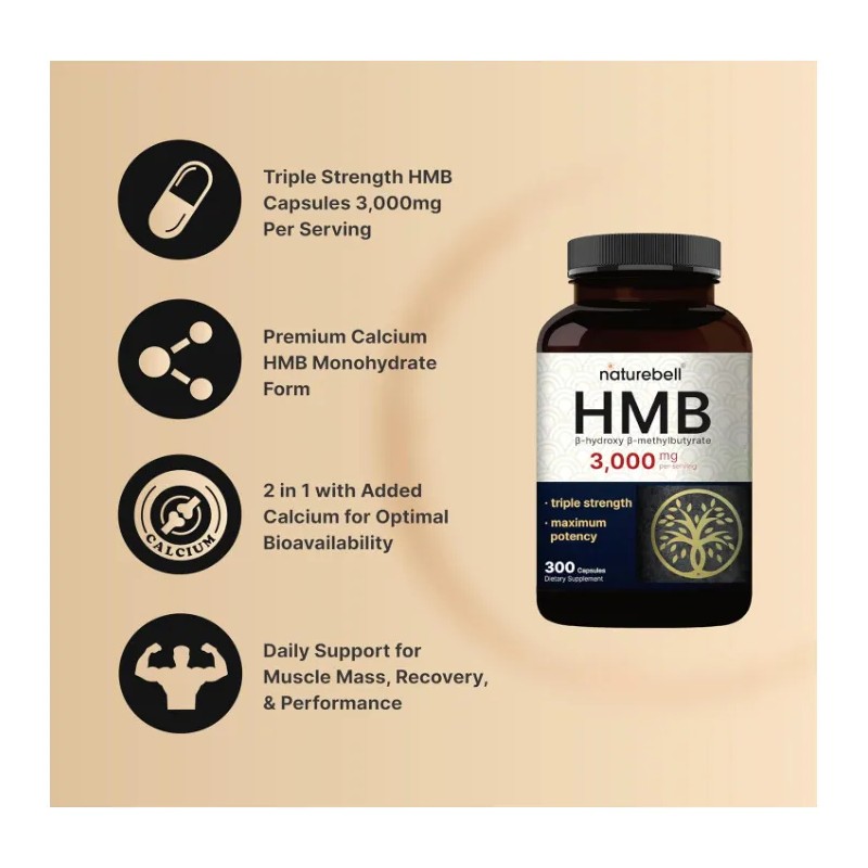 Hmb 3000mg Fuerza Rendimiento Apoyo Muscular 300 Americano Sin Sabor
