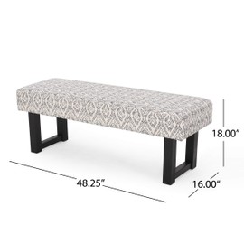 Cassie Boho Fabric Bench, Black Print
