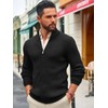 Runcati Mens Full Zip Cardigan Sweater Casual Mock Neck Ribbed