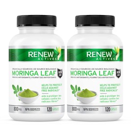 Renew Actives Organic Moringa Leaf Supplement:120 x 2 High Potency Moringa Capsules - Green Superfood & Antioxidant Support Against Free Radical Damage- Easy to Swallow Vegan Capsules. Free From GLUTEN & NON-GMO (2 Packs). No Fillers, Binders or Preserva