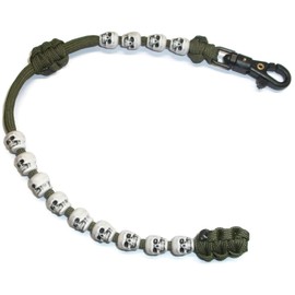 Ranger Pace Counter Skull Beads by RedVex - OD Green Cord - 13 inches - Choose Your Skull Color and Attachment (White Skulls, ABS Clip)