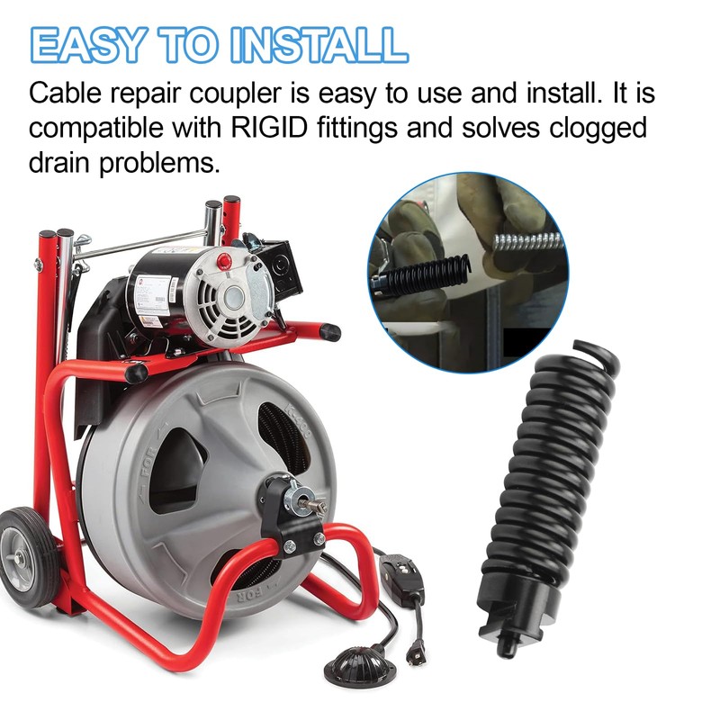 GGTE Upgraded 91037 Cable Repair Coupling for RIDGID Drain Cleaner,