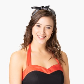 Lipodo Bandana Scarf for Women/Men/Children, 100% Cotton, Multi-Functional Scarf, One Size (55 x 55 cm) Various Ways to Wear - Black